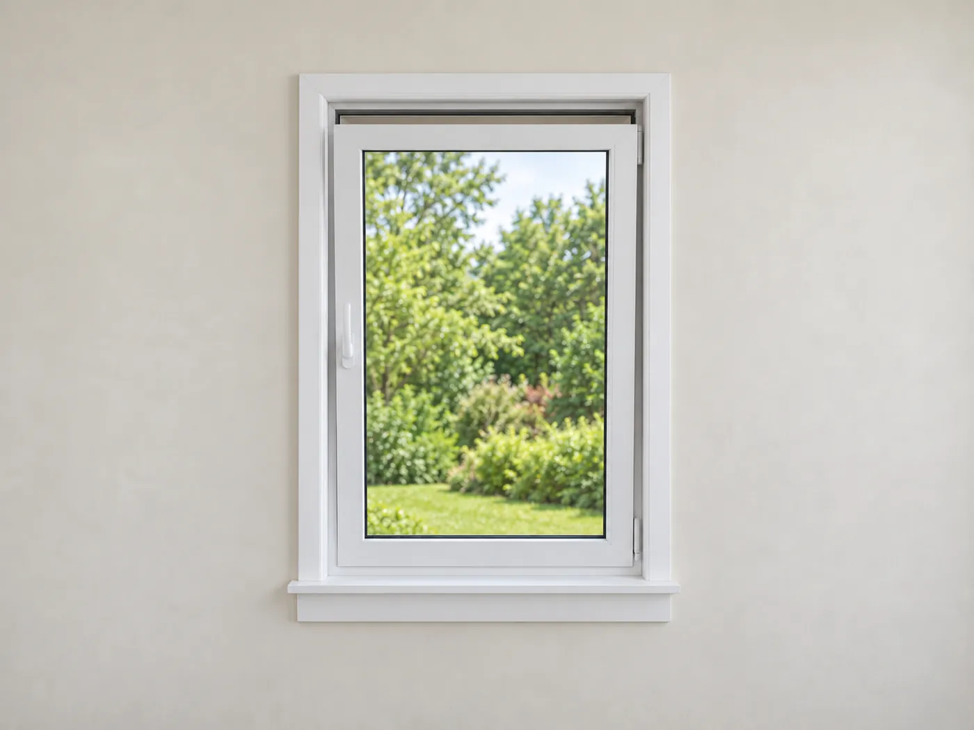 Single window with the sash tilted in for ventilation