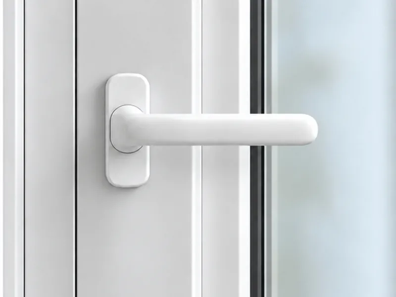 White window handle turned sideways